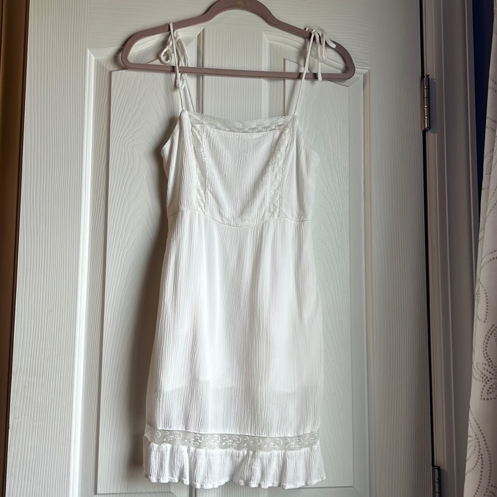Garage White Mini Sun Dress with Tie Straps